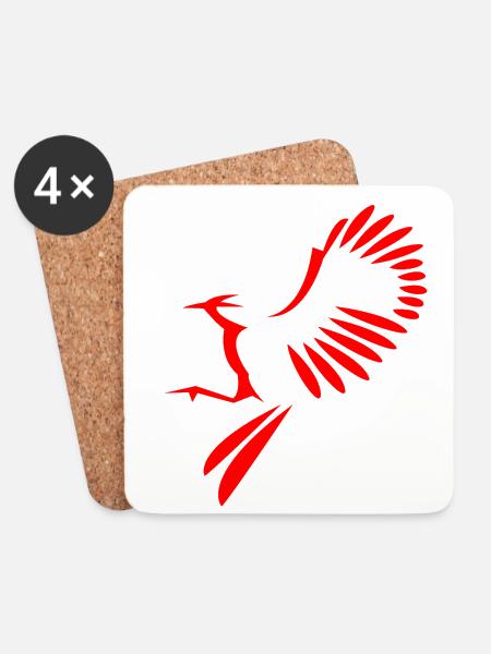 Vogel Abbildung - Untersetzer (4er-Set) - Weiß