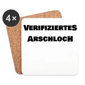 Verifiziertes Arschloch - Untersetzer (4er-Set) - Weiß - Vorne