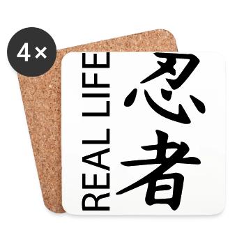 Real Life Ninja Shirt Ninja Warrior - Coasters (set of 4) - white - Front