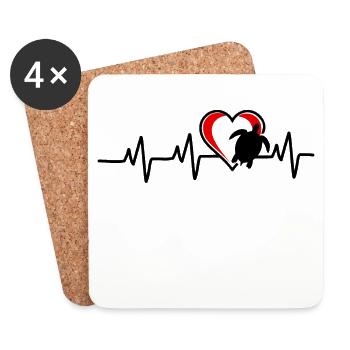 I love heartbeat turtles - Coasters (set of 4) - white - Front