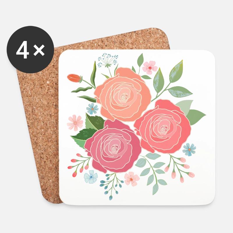 Blumenzauber - Untersetzer (4er-Set) - Weiß