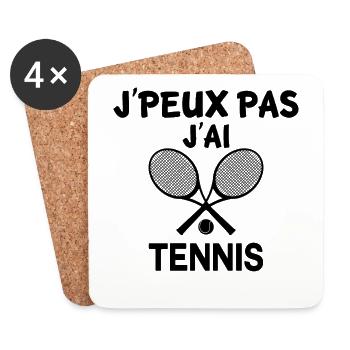 T-shirt j'peux pas j'ai tennis - Dessous de verre (lot de 4) - blanc - Devant