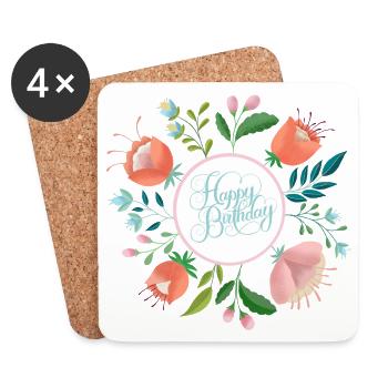 Joyeux anniversaire - Dessous de verre (lot de 4) - blanc - Devant