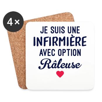 T-shirt je suis une infirmière avec option raleuse - Dessous de verre (lot de 4) - blanc - Devant