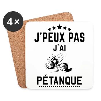 t shirt de pétanque j'peux pas j'ai petanque - Dessous de verre (lot de 4) - blanc - Devant