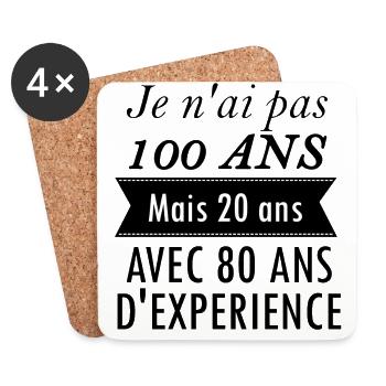 Cadeau anniversaire 100 ans - Dessous de verre (lot de 4) - blanc - Devant