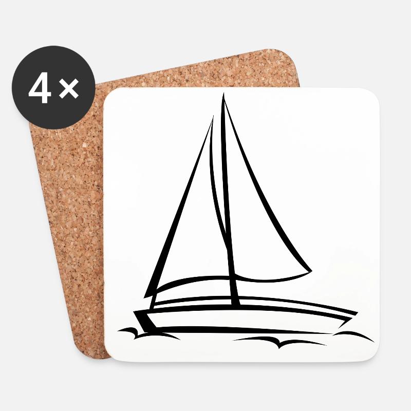 Segelschiff - Untersetzer (4er-Set) - Weiß