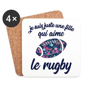 je suis juste une fille qui aime le rugby - Dessous de verre (lot de 4) - blanc - Devant
