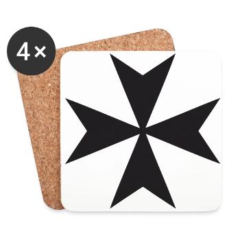 Croix de Malte - Dessous de verre (lot de 4) - blanc - Devant
