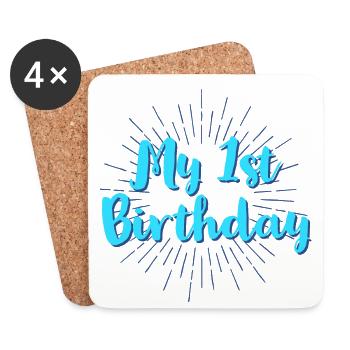 Mein erster Geburtstag blau - Untersetzer (4er-Set) - Weiß - Vorne