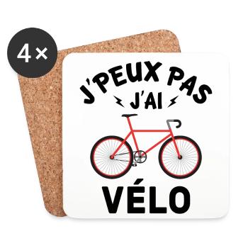 J'peux pas j'ai vélo cadeau pour cycliste - Dessous de verre (lot de 4) - blanc - Devant