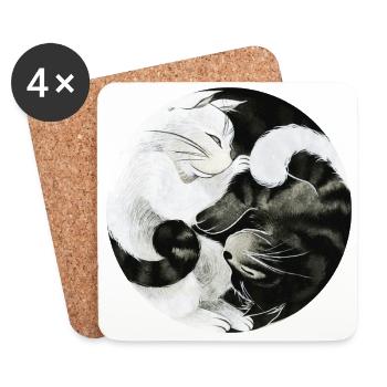 Chats YinYang - Dessous de verre (lot de 4) - blanc - Devant