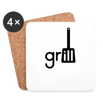 Grillen Grillmeister Grill - Untersetzer (4er-Set) - Weiß - Vorne