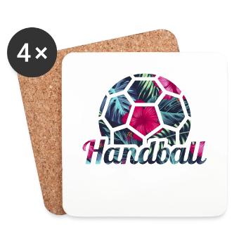 handball tropical handballer - Dessous de verre (lot de 4) - blanc - Devant
