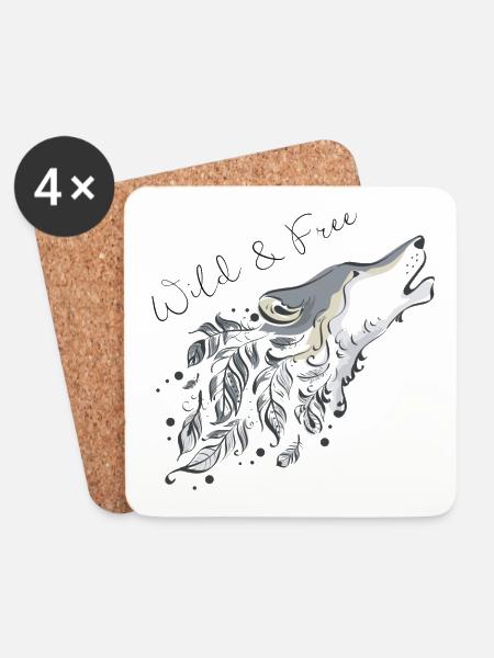 Wild & Free - Coasters (set of 4) - white