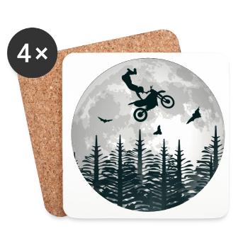 Motorcross Mond Silhouette Geschenk Motorcycle - Untersetzer (4er-Set) - Weiß - Vorne