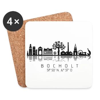 Bocholt Skyline Schwarz / Koordinaten - Untersetzer (4er-Set) - Weiß - Vorne
