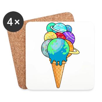 Planets of the solar system in ice cream cone ice cream cone - Coasters (set of 4) - white - Front