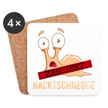 Nacktschnecke Sauna Wellness Schnecke zensiert - Untersetzer (4er-Set) - Weiß - Vorne