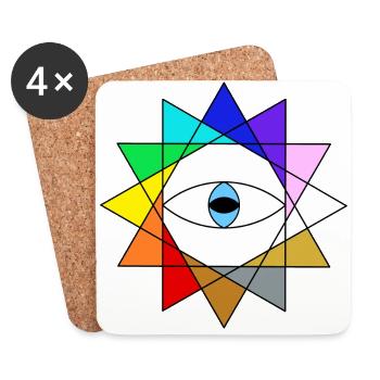 Dodeka Star Third Eye 12 rays - Coasters (set of 4) - white - Front