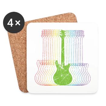 Guitare art basse rétro guitare électrique musicien - Dessous de verre (lot de 4) - blanc - Devant