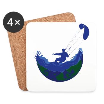 Kite the World Kitesurfer Shirt Kitesurf Surf KIte - Untersetzer (4er-Set) - Weiß - Vorne