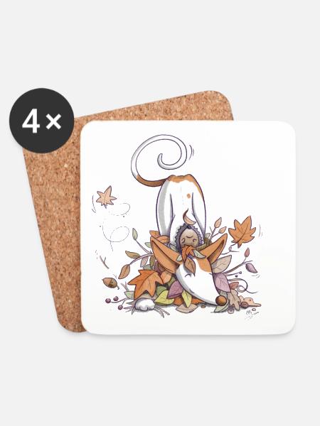 Podencoliebe HERBST - Untersetzer (4er-Set) - Weiß