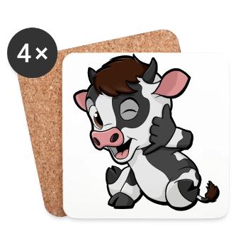 Dessin animé Cow | Chemise Cool Fun | Nature Minimalisme - Dessous de verre (lot de 4) - blanc - Devant