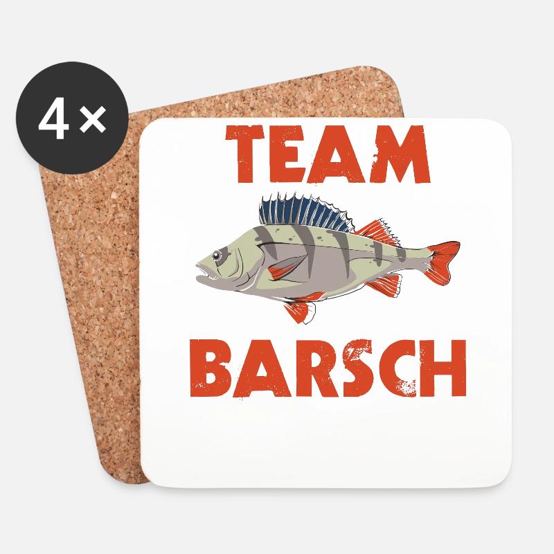 Team Barsch Angler Angel Geschenk Spinnangler - Untersetzer (4er-Set) - Weiß