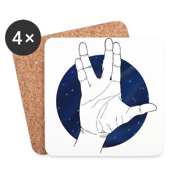 Hand Vulcan Greeting Starry Sky - Coasters (set of 4) - white - Front