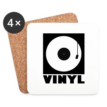 Tourne-disque vinyle - Dessous de verre (lot de 4) - blanc - Devant