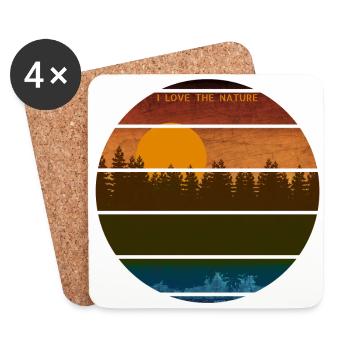 I love the nature - vintage - Sonnenuntergang - Untersetzer (4er-Set) - Weiß - Vorne