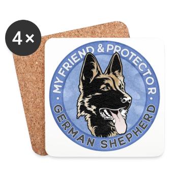 German shepherd, friend - Coasters (set of 4) - white - Front