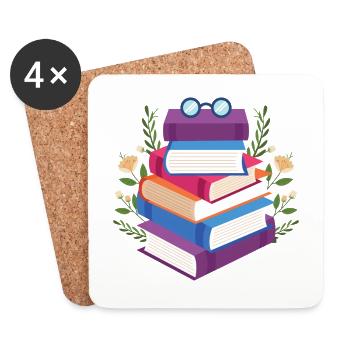 Geschenk Bücher lesen Das Buch - Untersetzer (4er-Set) - Weiß - Vorne