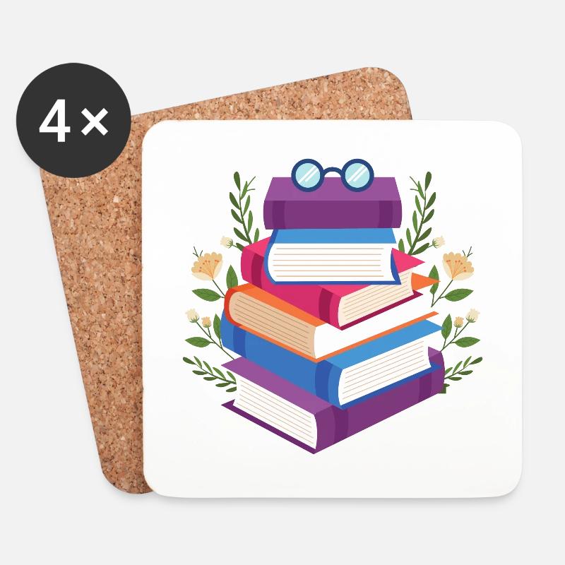 Geschenk Bücher lesen Das Buch - Untersetzer (4er-Set) - Weiß