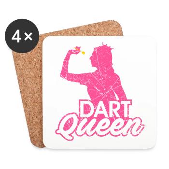 Dart Queen Dart Player Dart Queen Cadeau - Dessous de verre (lot de 4) - blanc - Devant