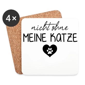 Nicht ohne meine Katze | Katzenbesitzer | Katzen - Untersetzer (4er-Set) - Weiß - Vorne