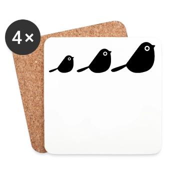 Des oiseaux - Dessous de verre (lot de 4) - blanc - Devant