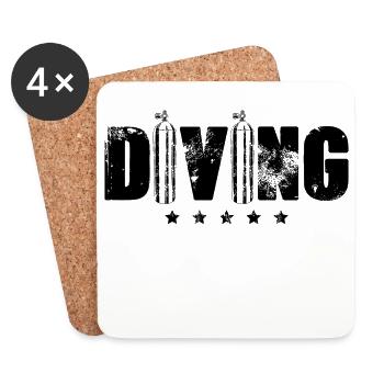 diving tauchen - Untersetzer (4er-Set) - Weiß - Vorne