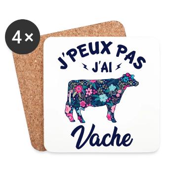 j'peux pas j'ai vache - Dessous de verre (lot de 4) - blanc - Devant