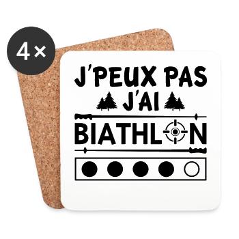 j'peux pas j'ai biathlon - Dessous de verre (lot de 4) - blanc - Devant