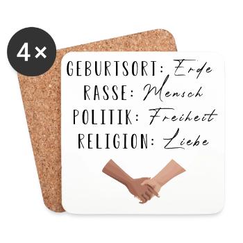 Statement gegen Rassismus | Gleichheit | Menschen - Untersetzer (4er-Set) - Weiß - Vorne