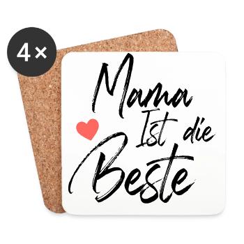 Mama ist die Beste - Untersetzer (4er-Set) - Weiß - Vorne