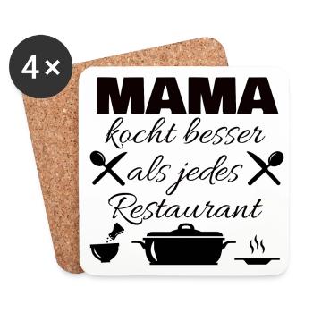Mama kocht besser als jedes Restaurant - Untersetzer (4er-Set) - Weiß - Vorne