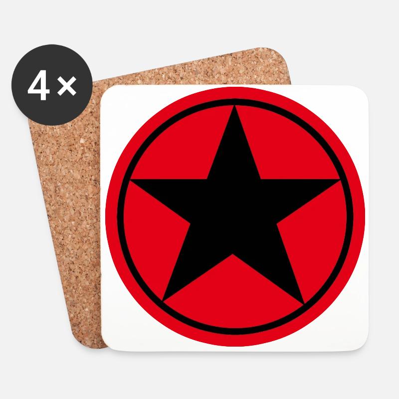 Schwarzer Stern auf rotem Hintergrund Pentagramm . - Untersetzer (4er-Set) - Weiß