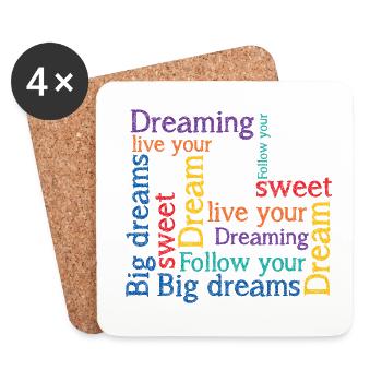 Rêves Grands rêves Rêves - Dessous de verre (lot de 4) - blanc - Devant