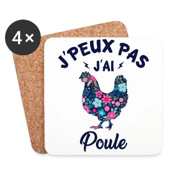 J'peux pas j'ai poule - Dessous de verre (lot de 4) - blanc - Devant