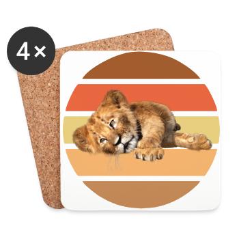 Lion lying, Vintage - Coasters (set of 4) - white - Front