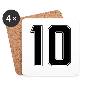 10 ans numéro maillot 10 - Dessous de verre (lot de 4) - blanc - Devant