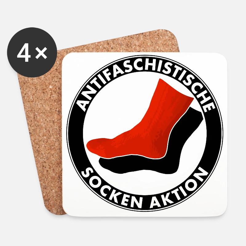 antifaschistische socken aktion - Untersetzer (4er-Set) - Weiß